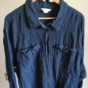 H&M Black Long Sleeve Cotton Shirt - Size XXL